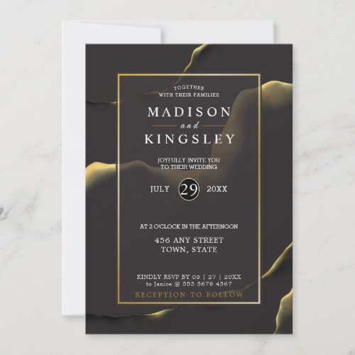 Black Abstract Incredible Budget Wedding  Invitation