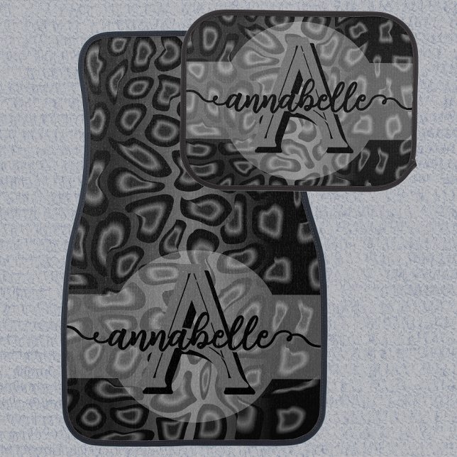 Black Abstract Leopard Car Floor Mat (Creator Uploaded)