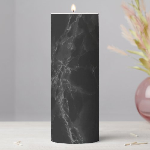 Black Abstract Marble Pillar Candle