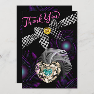 Black Abstract Modern Unique Diamond Anniversary Thank You Card