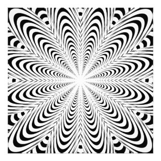 Black abstract optical illusion flower photo print