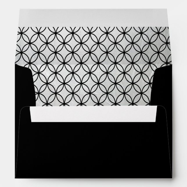 Black Abstract Silver Embossed Inside Lined Envelope (Back (Bottom))