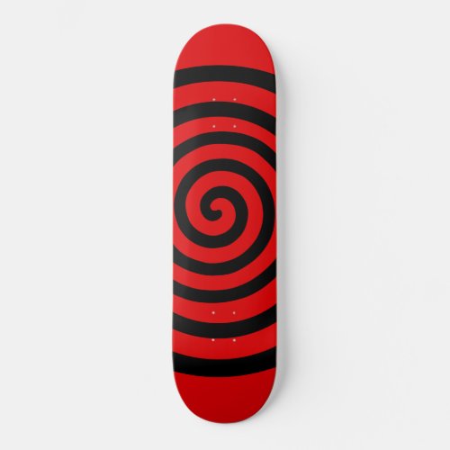 Black Abstract Spiral Circle on Red Skateboard
