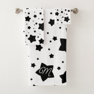 Black Abstract Stars Bath Towel Set