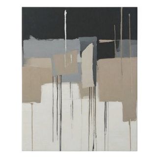 Black Abstract Wall Art for Modern Mid Century