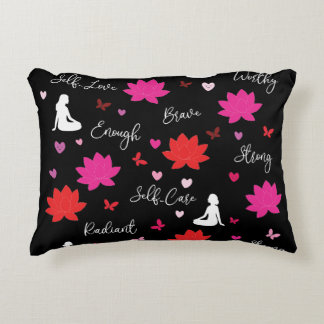Black Accent Cushion Lotus Self-Care & Mindfulness