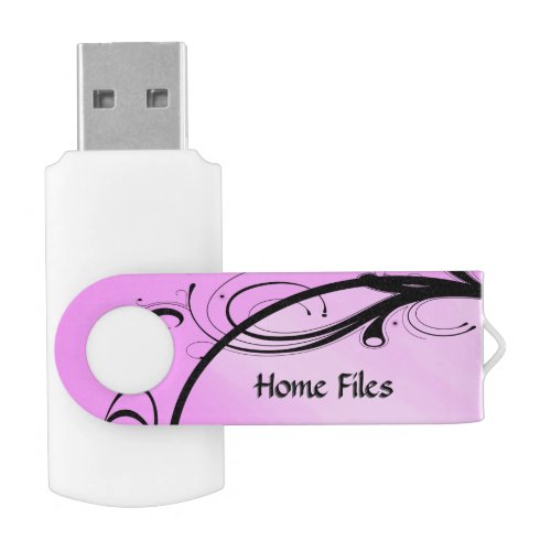 Black Accent on Light Purple Custom Text Flash Drive