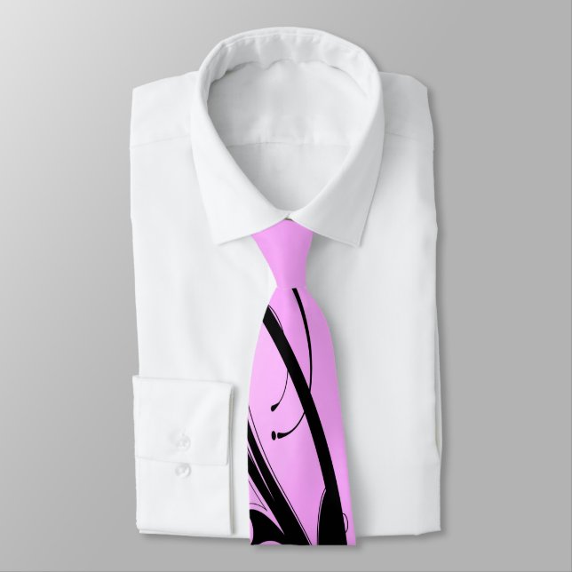 Black Accent on Pink Neck Tie (Tied)