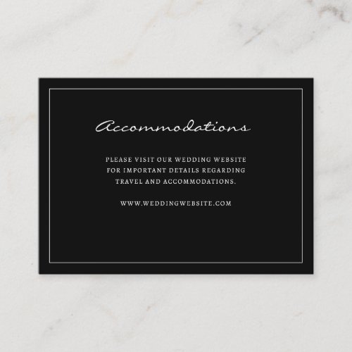 Black Accommodation Enclosure Card