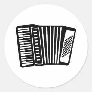 Black Accordion Classic Round Sticker