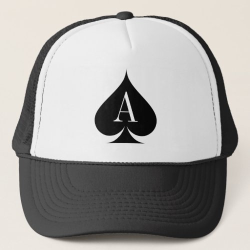 Black ace of spades poker player trucker hat