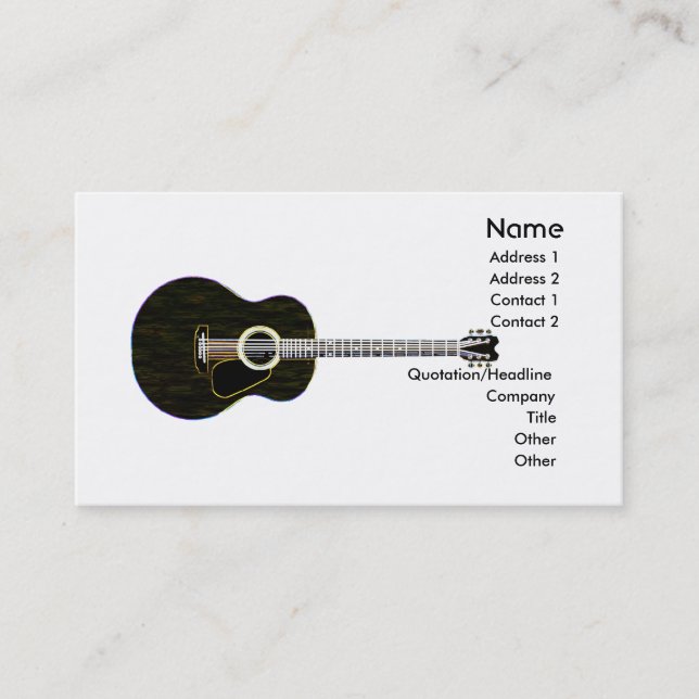 Black Acoustic Guitar Business Card (Front)