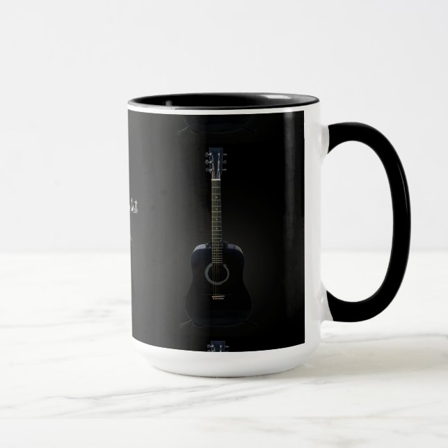 Black Acoustic Guitar Customizable Mug (Right)