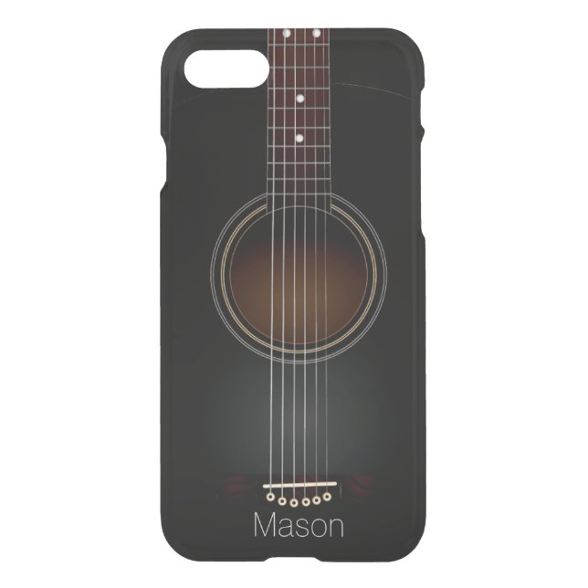Black Acoustic Guitar Music Uncommon iPhone Case (Back)