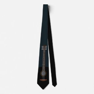 Black Acoustic Guitar Neck Tie