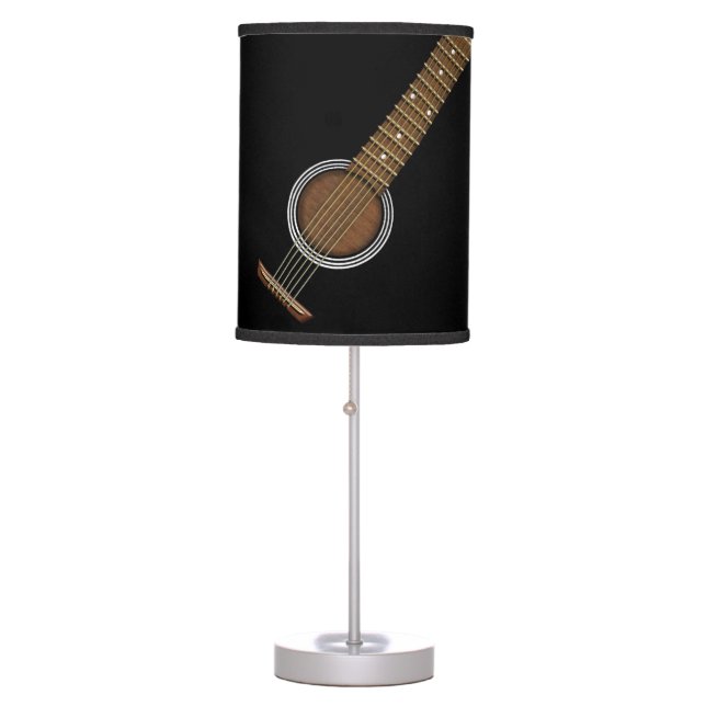 Black Acoustic Guitar, One Table Lamp (Front)