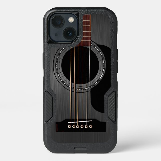 Black Acoustic Guitar Otterbox iPhone Case (Back)