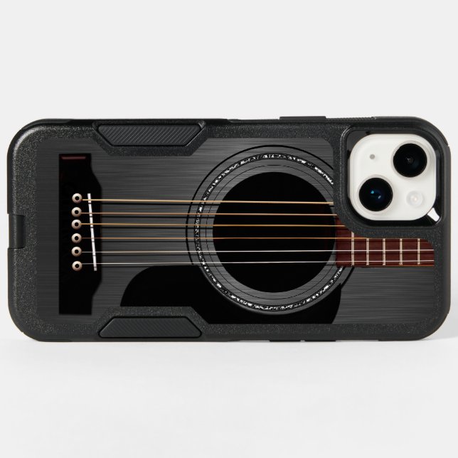 Black Acoustic Guitar Otterbox iPhone Case (Back Horizontal)