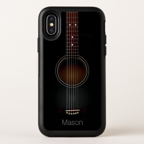Black Acoustic Guitar Personalized iPhone X Case