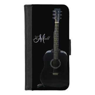 Black Acoustic Guitar Phone Wallet Case