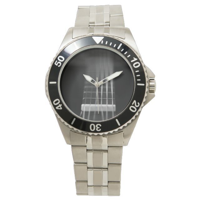 Black Acoustic Guitar Photo Watch (Front)