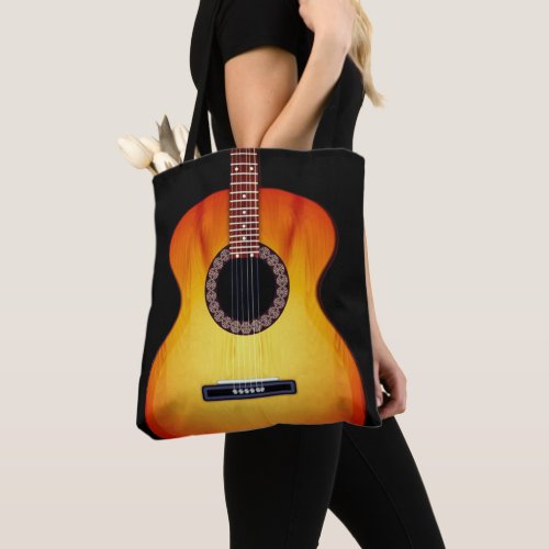Black Acoustic Guitar Tote Bag