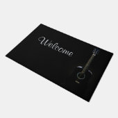 Black Acoustic Guitar Welcome Mat Door Mat (Angled)