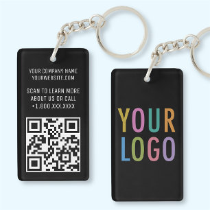 Black Acrylic QR Code Keychain Custom Logo Branded