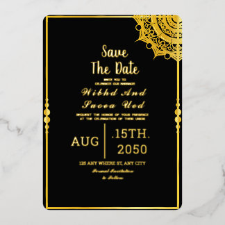 Black Acrylic Wedding Luxury Save the Date Foil Invitation