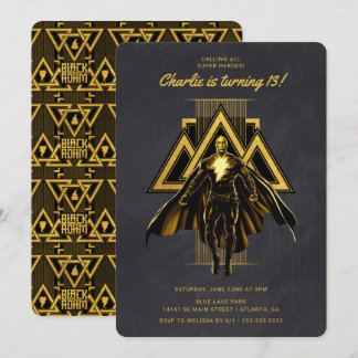 Black Adam Chalkboard Birthday Invitation