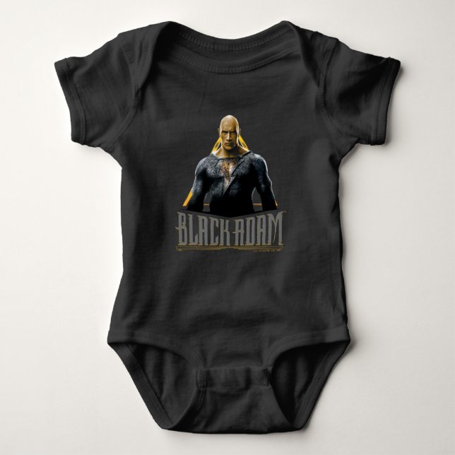 Black Adam Character and Name Graphic Baby Bodysuit (Front)