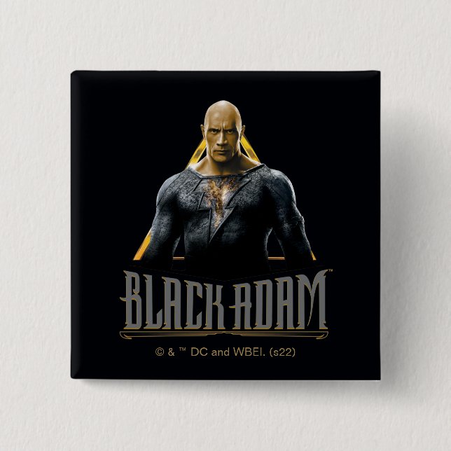 Black Adam Character and Name Graphic Button (Front)