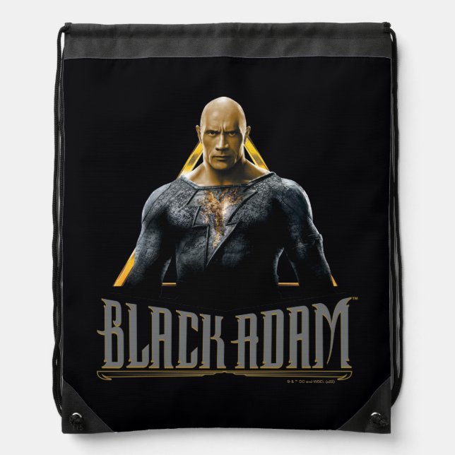 Black Adam Character and Name Graphic Drawstring Bag (Front)