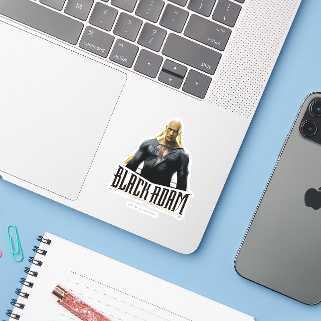 Black Adam Character and Name Graphic Sticker (Laptop w/ iPhone)