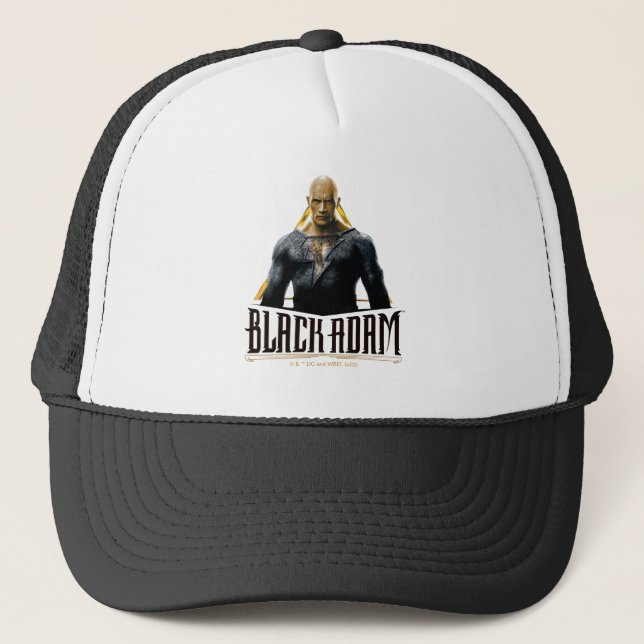Black Adam Character and Name Graphic Trucker Hat (Front)