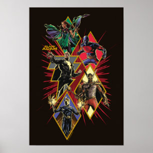 Black Adam Character Diamond Burst Graphic Poster
