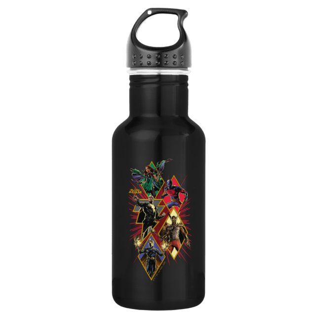 Black Adam Character Diamond Burst Graphic Stainless Steel Water Bottle (Front)
