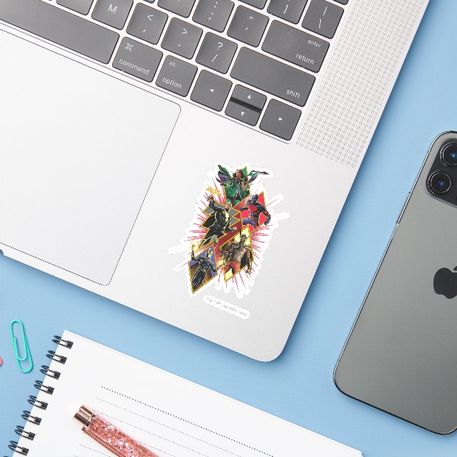 Black Adam Character Diamond Burst Graphic Sticker (Laptop w/ iPhone)
