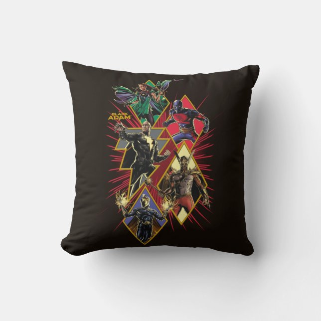 Black Adam Character Diamond Burst Graphic Throw Pillow (Front)