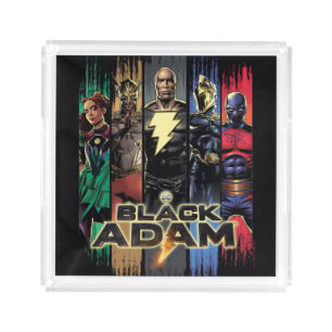 Black Adam Characters In Stripes Graphic Acrylic Tray