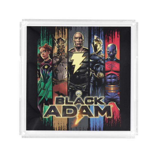 Black Adam Characters In Stripes Graphic Acrylic Tray (Front)