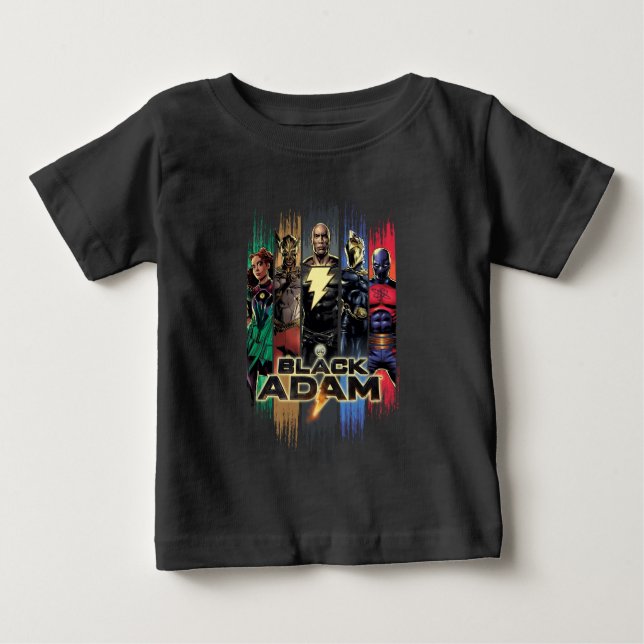 Black Adam Characters In Stripes Graphic Baby T-Shirt (Front)