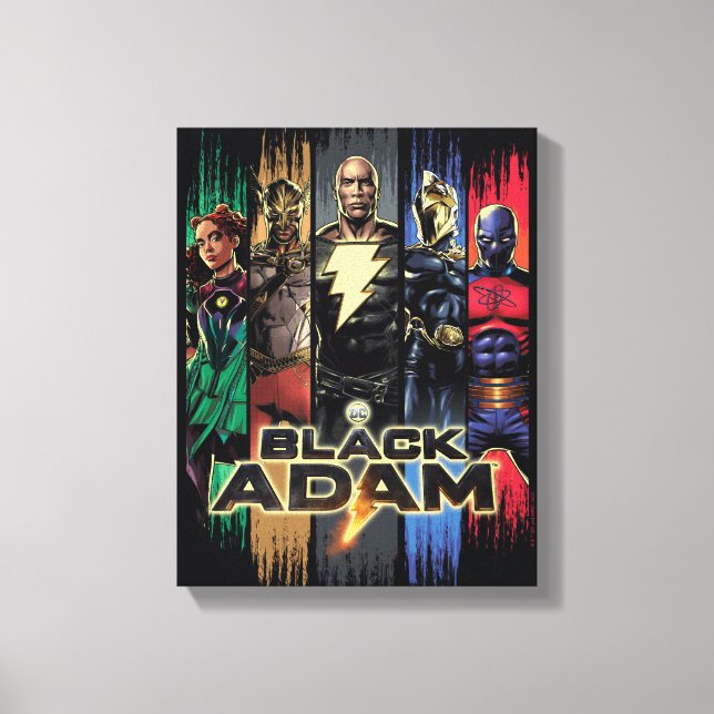 Black Adam Characters In Stripes Graphic Canvas Print (Front)