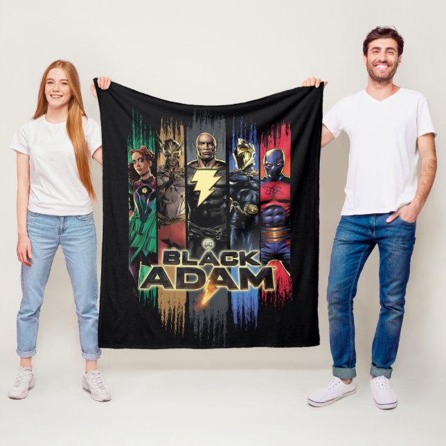 Black Adam Characters In Stripes Graphic Fleece Blanket (In Situ)