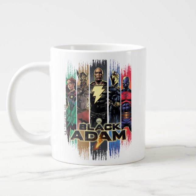 Black Adam Characters In Stripes Graphic Giant Coffee Mug (Left)