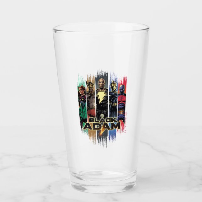Black Adam Characters In Stripes Graphic Glass (Front)