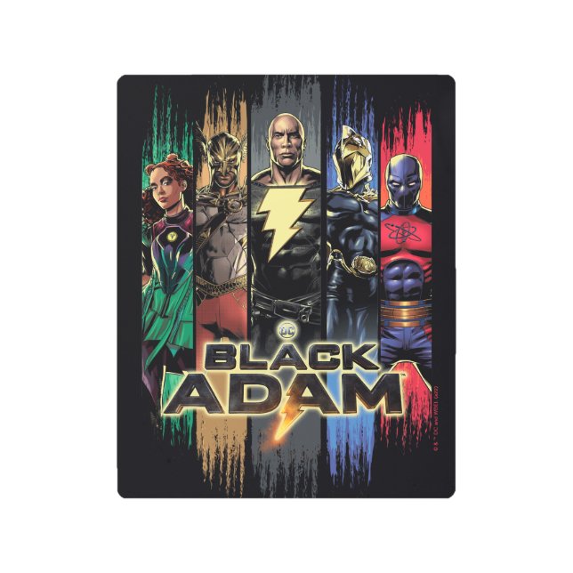 Black Adam Characters In Stripes Graphic Metal Print (Front)