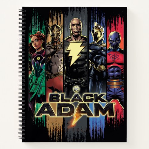 Black Adam Characters In Stripes Graphic Notebook