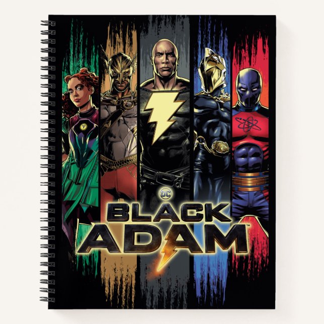 Black Adam Characters In Stripes Graphic Notebook (Front)