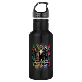 Black Adam Characters In Stripes Graphic Stainless Steel Water Bottle